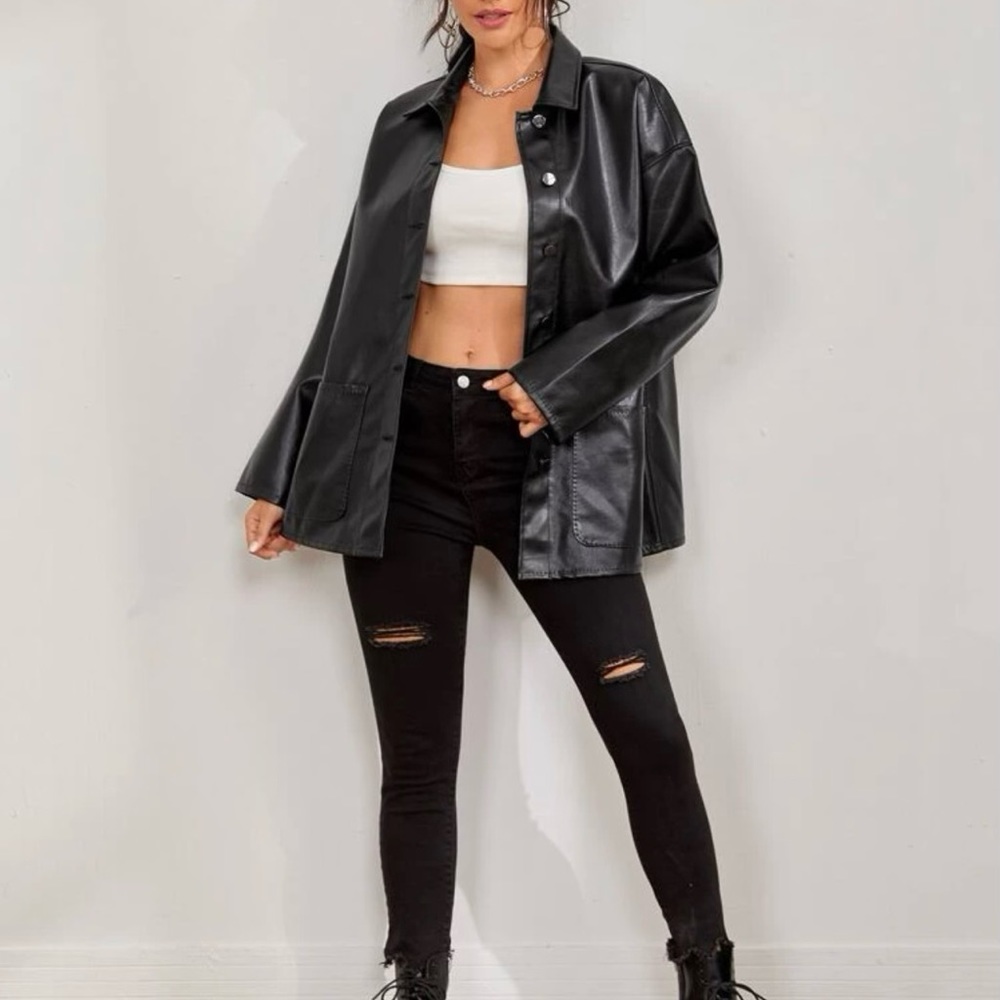 Women fake leather Jacket